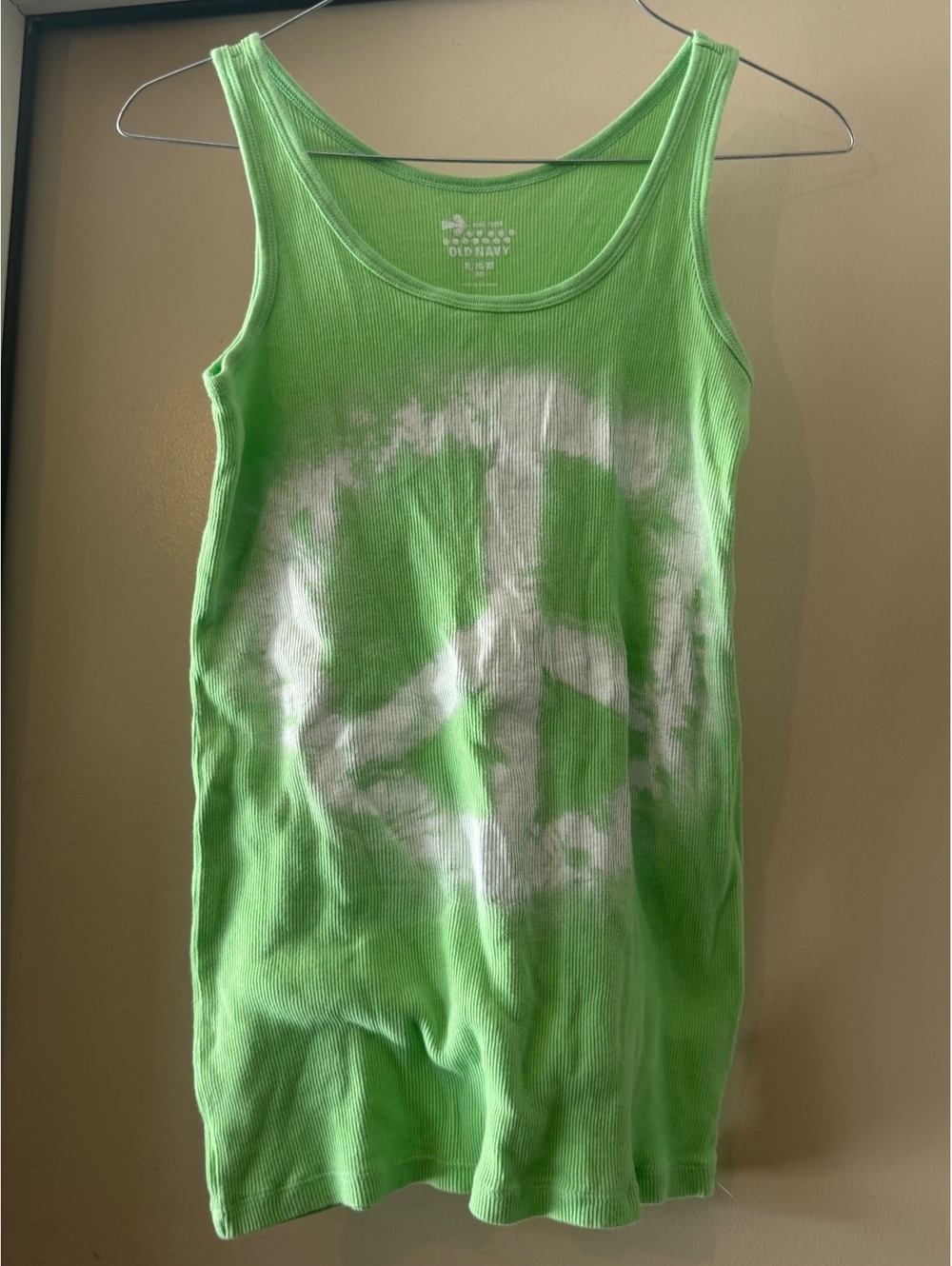 Old Navy Green Tie-Dye Peace Sign Tank Top XL